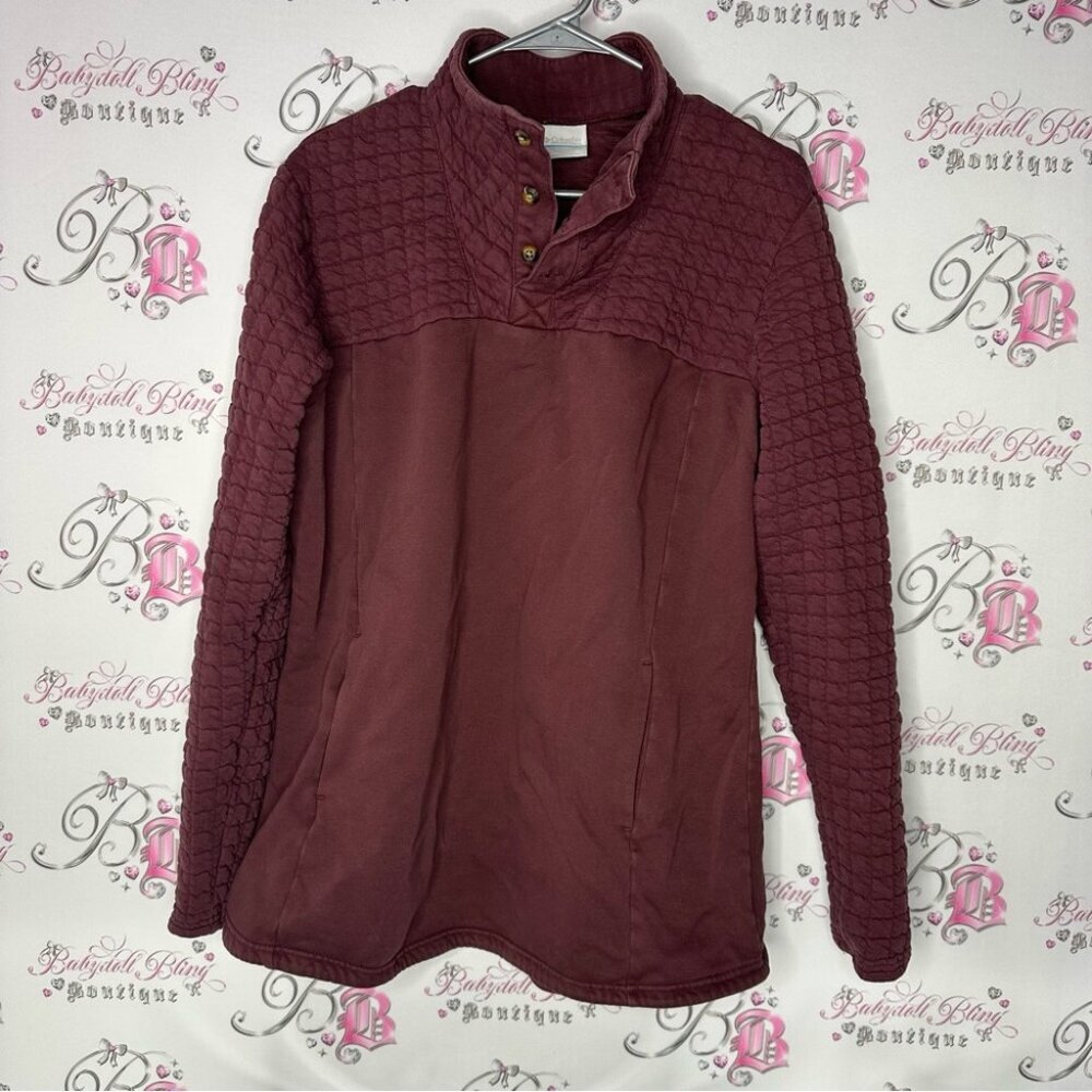Columbia hoodie quilted fabric Burgundy Pullover Sweater